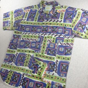 Vintage PCH Button Up Shirt Mens Large Neon Camp 90s Surf Colorful Streetwear